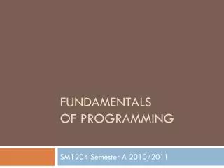 Fundamentals of Programming