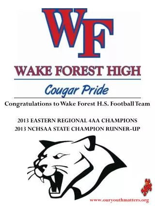 Congratulations to Wake Forest H.S. Football Team 2013 EASTERN REGIONAL 4AA CHAMPIONS