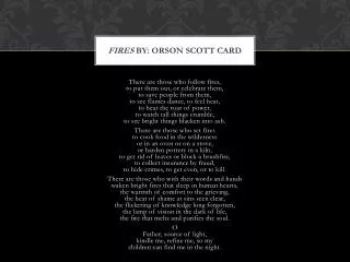 Fires By: Orson Scott Card