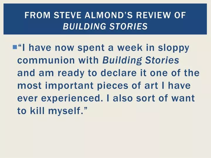 from steve almond s review of building stories