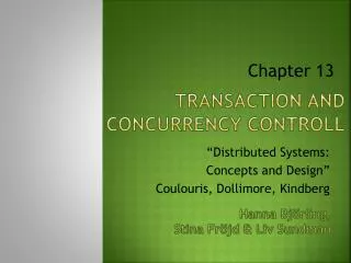 Transaction and concurrency controll