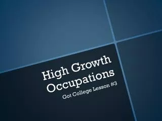 High Growth Occupations