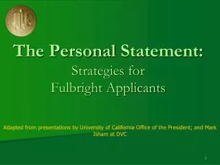 The Personal Statement: Strategies for Fulbright Applicants