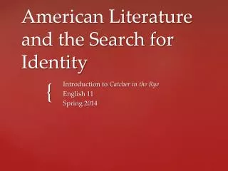 american literature and the search for identity