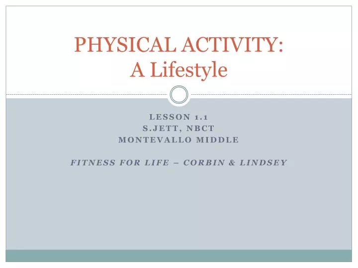 physical activity a lifestyle