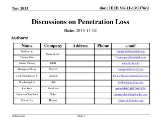 Discussions on Penetration Loss