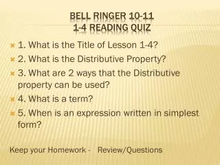 Bell Ringer 10-11 1-4 Reading Quiz