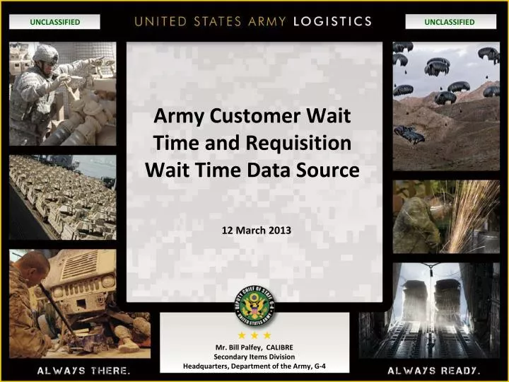 army customer wait time and requisition wait time data source