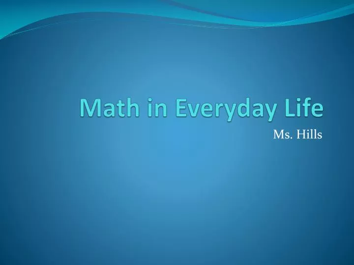 math in everyday life