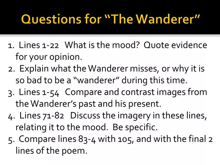 questions for the wanderer