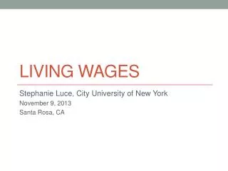 Living Wages