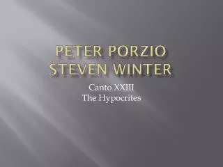 Peter Porzio Steven Winter