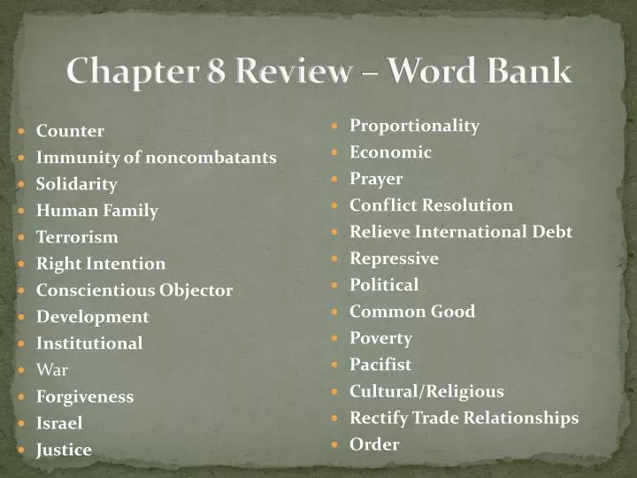 chapter 8 review word bank