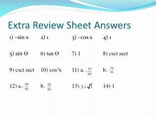 Extra Review Sheet Answers