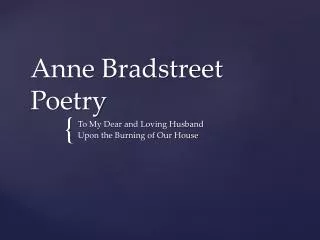 Anne Bradstreet Poetry