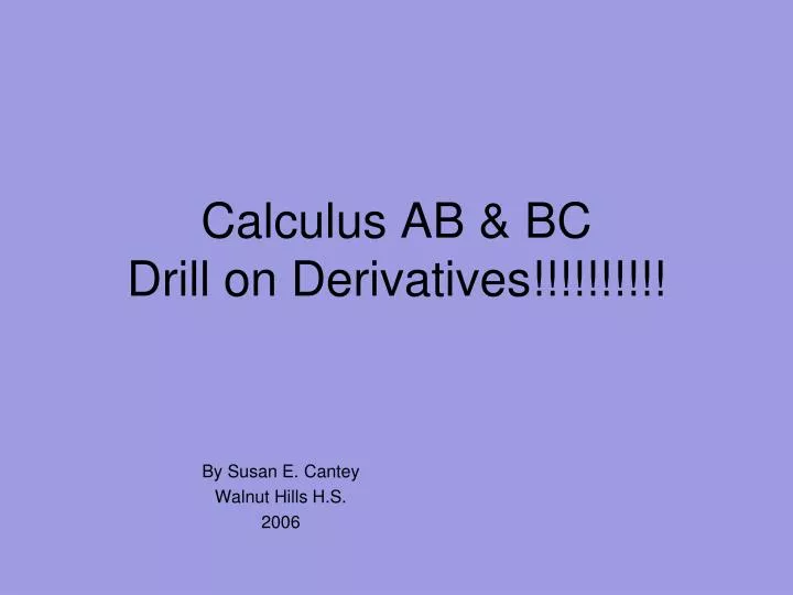 calculus ab bc drill on derivatives