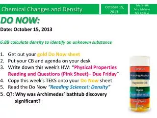 Chemical Changes and Density