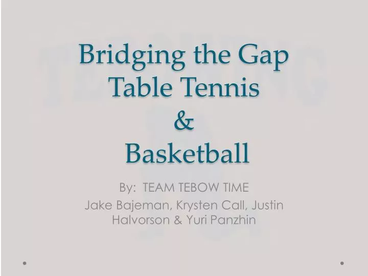 bridging the gap table tennis basketball