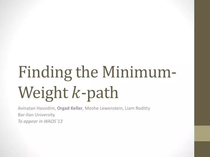 finding the minimum weight path