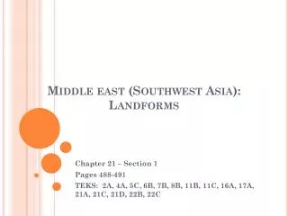 Middle east (Southwest Asia): Landforms