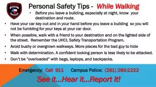 Personal Safety Tips - While Walking