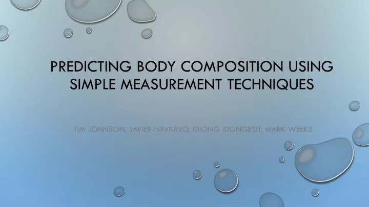 predicting body composition using simple measurement techniques