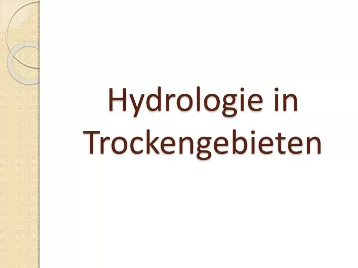 hydrologie in trockengebieten