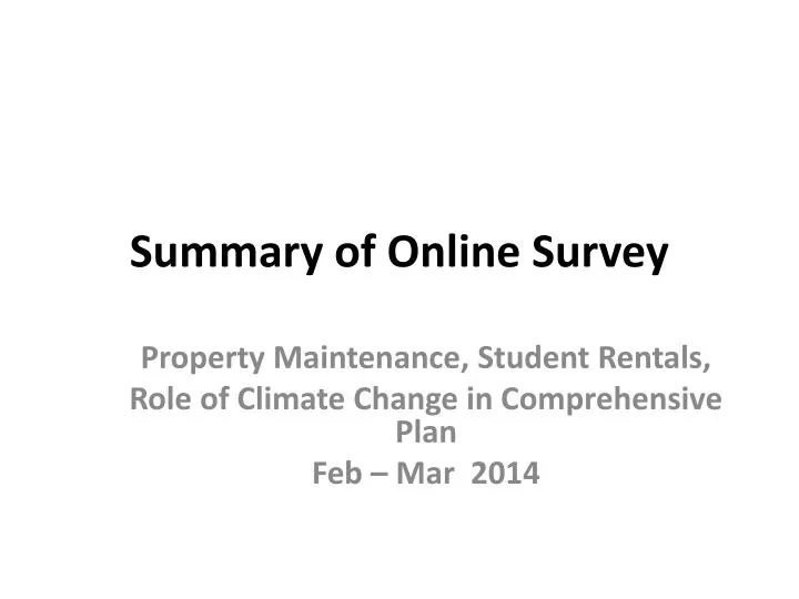 summary of online survey