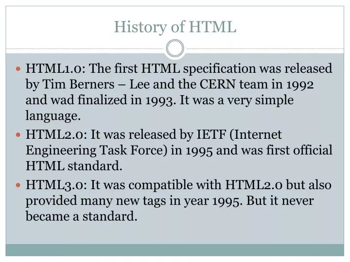 history of html