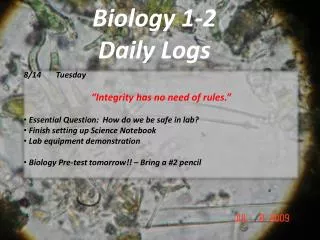 Biology 1-2 Daily Logs