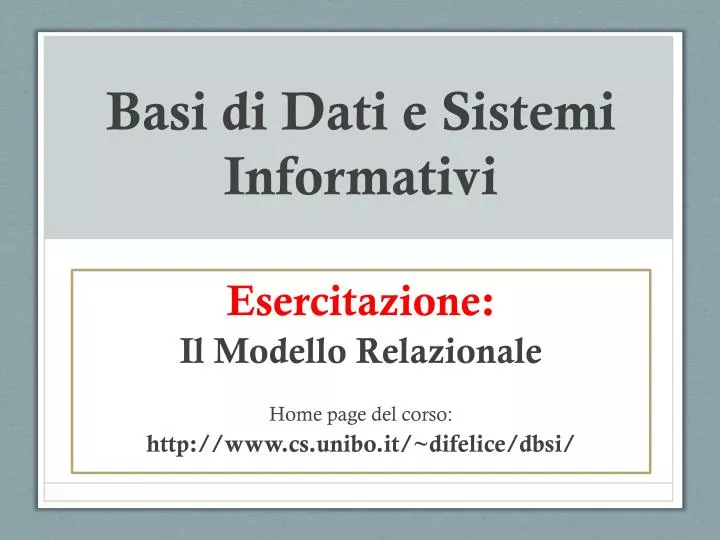 basi di dati e sistemi informativi