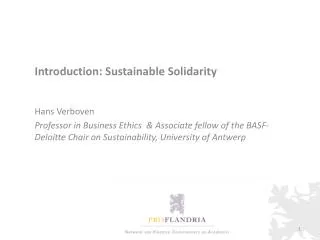 Introduction: Sustainable Solidarity Hans Verboven