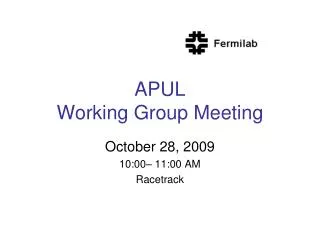 APUL Working Group Meeting
