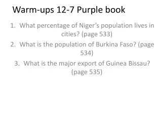 Warm-ups 12-7 Purple book