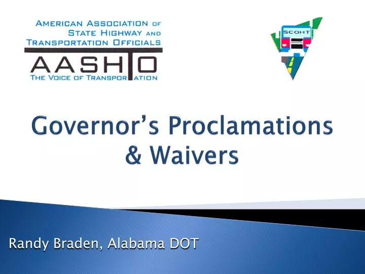 governor s proclamations waivers