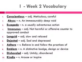 I - Week 2 Vocabulary