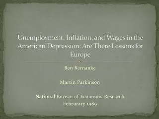 Unemployment, Inflation, and Wages in the American Depression: Are There Lessons for Europe