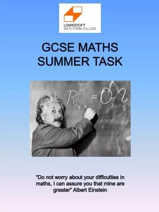 GCSE MATHS SUMMER TASK