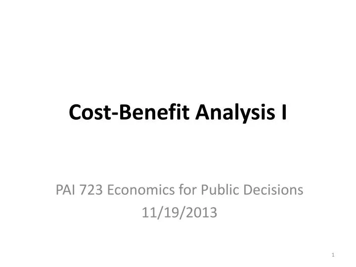 cost benefit analysis i