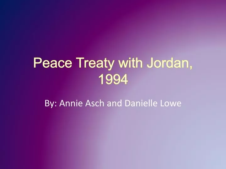 peace treaty with jordan 1994