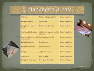 9 biancheria di sala