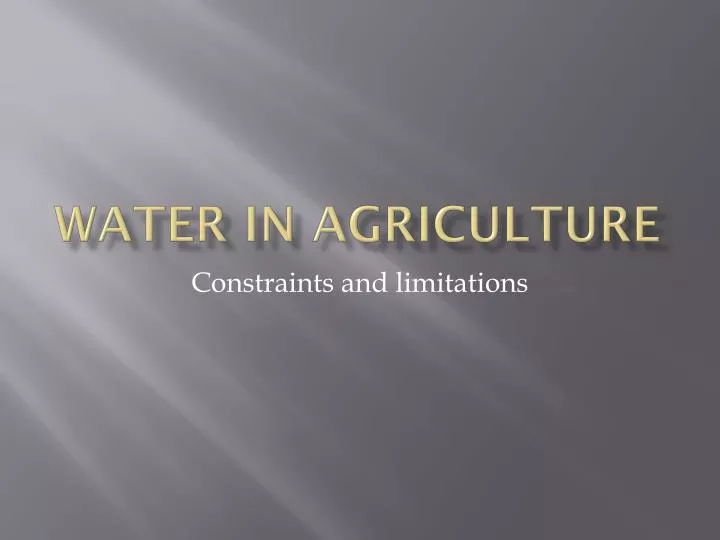 water in agriculture