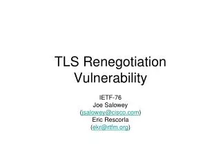 TLS Renegotiation Vulnerability