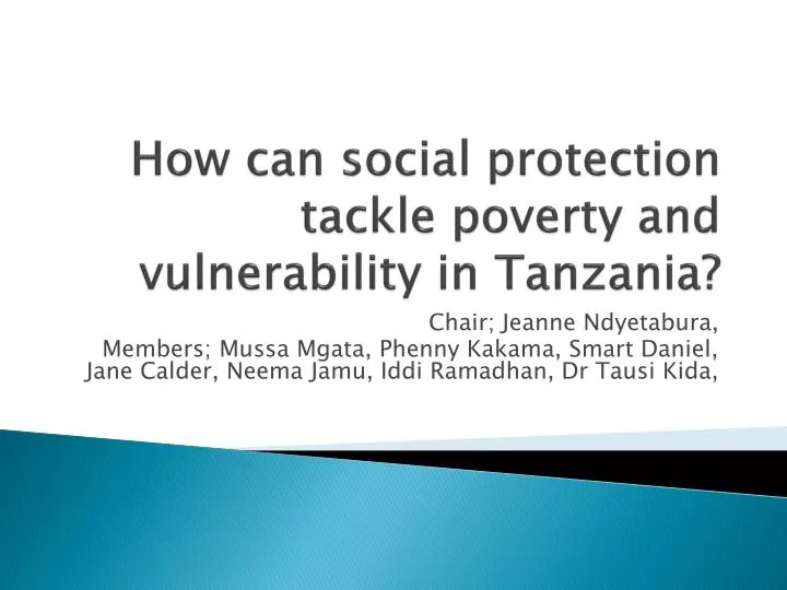 how can social protection tackle poverty and vulnerability in tanzania