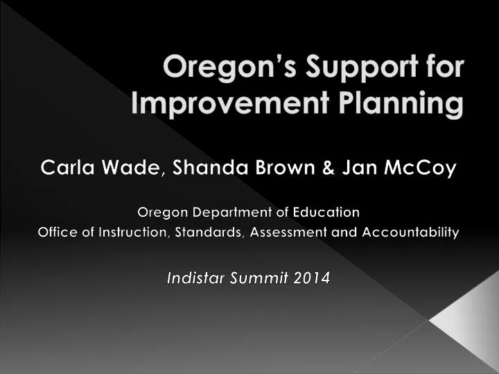 oregon s support for improvement planning
