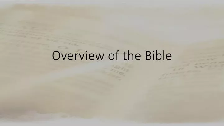 overview of the bible
