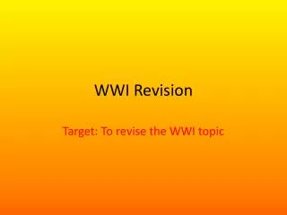 WWI Revision