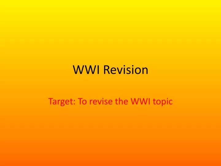 wwi revision