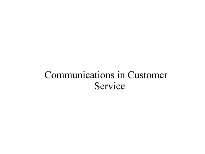 communications in customer service