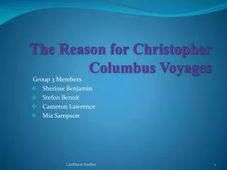 The Reason for Christopher Columbus Voyages